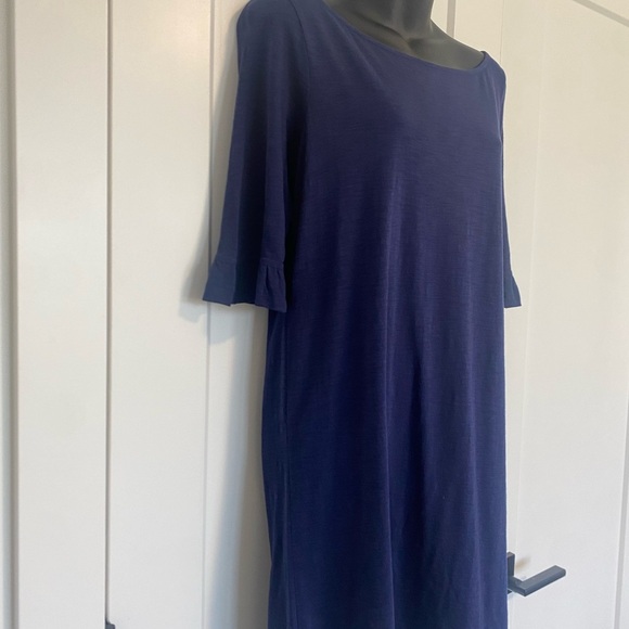 Lilly Pulitzer Boat Neck Navy Blue Dress Half‎ Sleeve Pima Cotton Size Medium - Picture 4 of 10